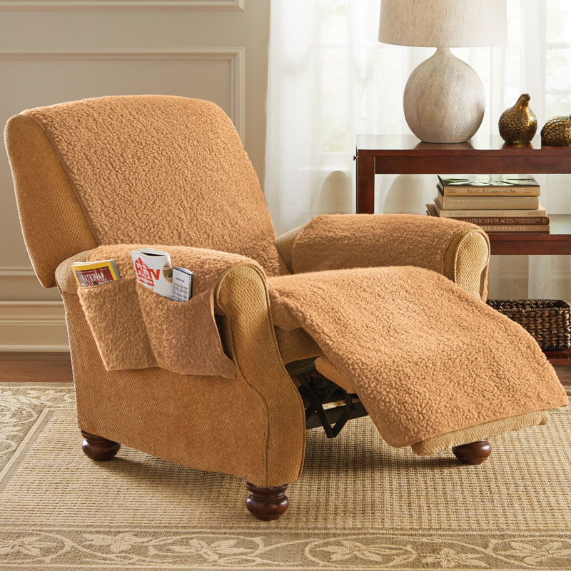 Housse pour fauteuil inclinable à coussins carrés/rectangulaires, Brun clair