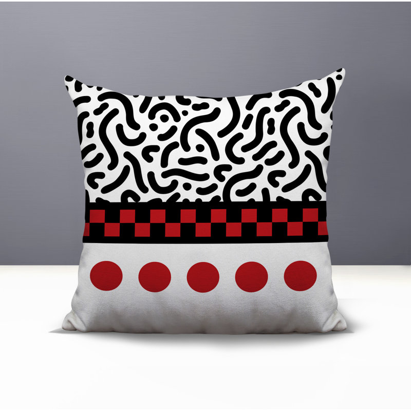 Oreiller carré réversible intérieur / extérieur Kixie, Carré 16 po, Rouge