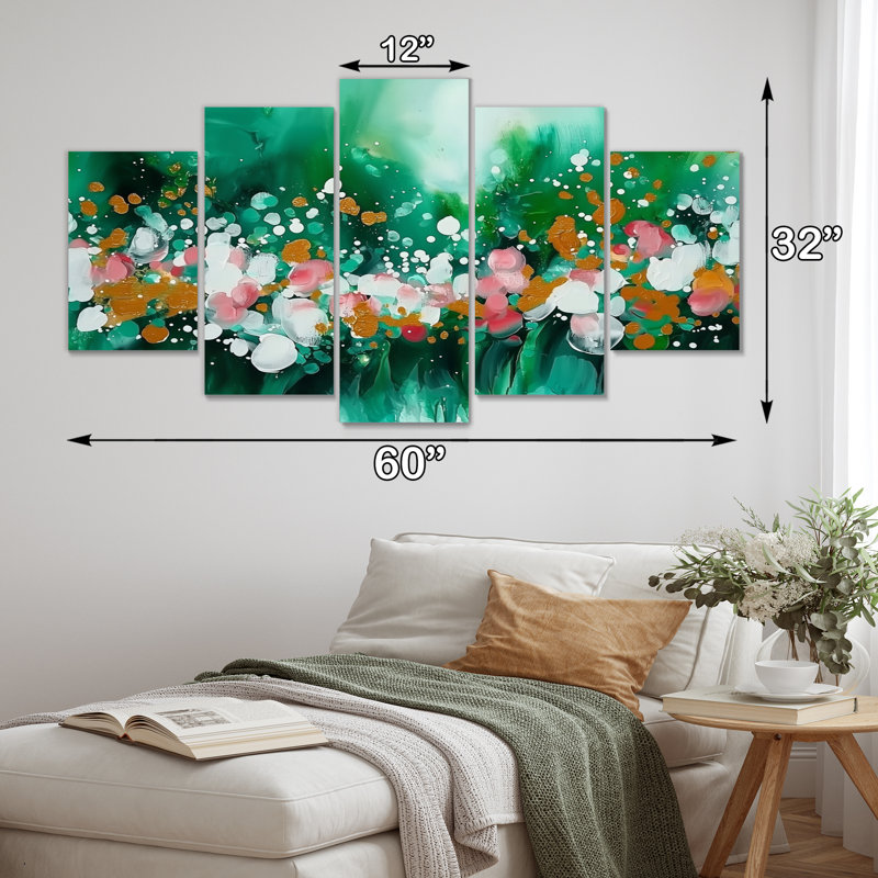 Muted Floral Liquid Ink Ladscape I - Floral Wall Art - Modern Wall Art Decor Diamond