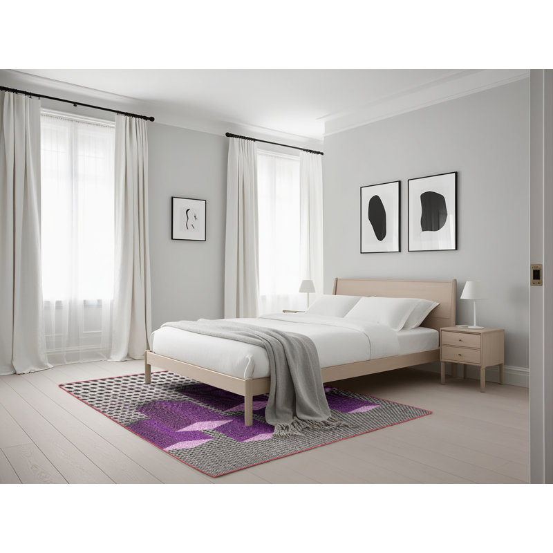 Tapis de zone rose à motif, Rectangle 5 pi x 7 pi