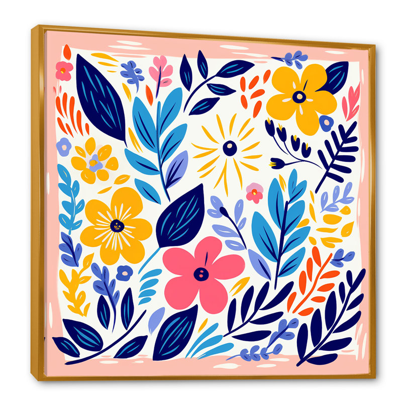 Henri Henri Matisse, motif floral IV - Bouquets assortis, Cadre flottant doré, H 30 po x l 30 po