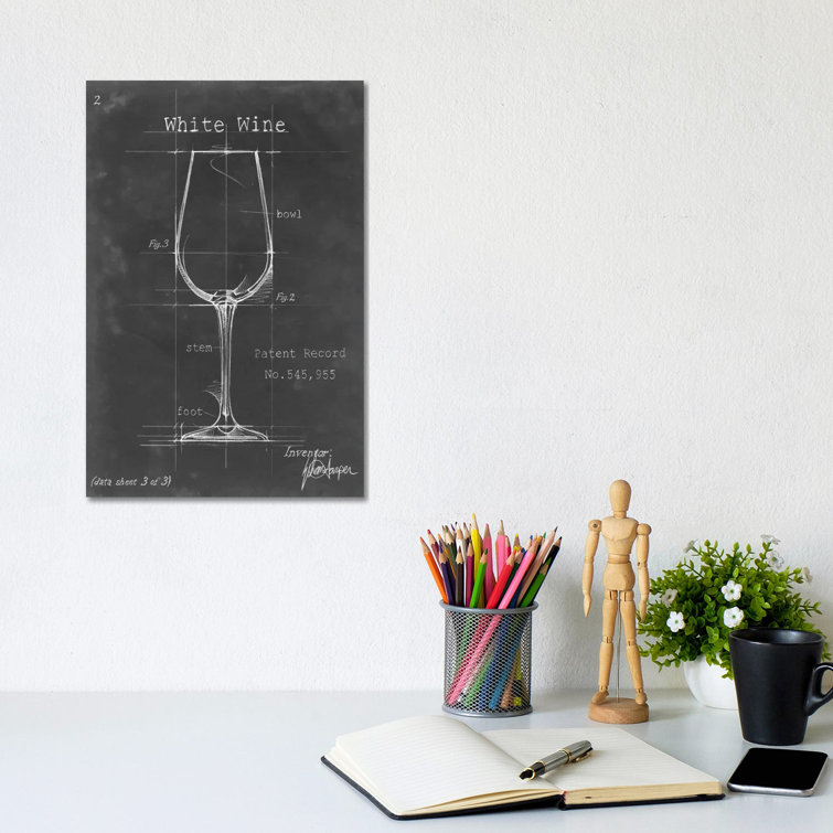 'Barware Blue Print IV' by Ethan Harper Drawing Print on Wrapped Canvas