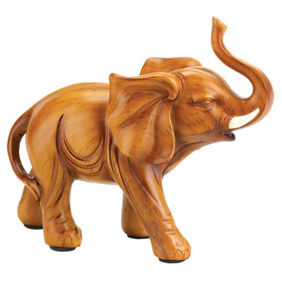 Figurine éléphant en faux bois | Décoration de tablette Good Luck