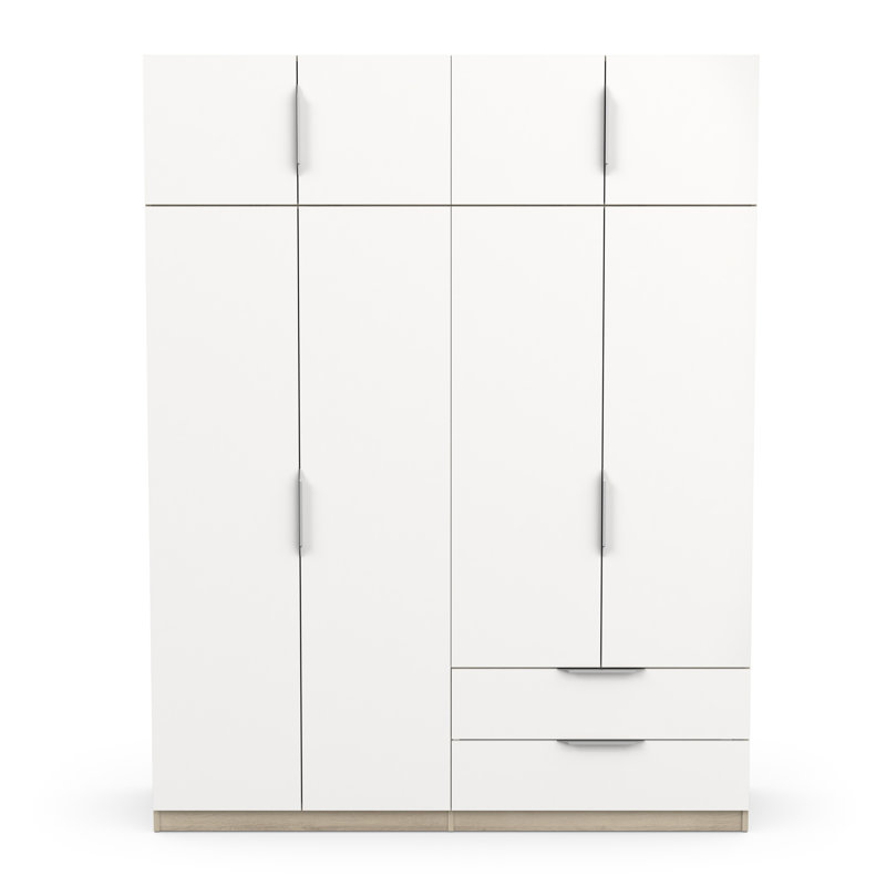 Nuzzi 8 Door Manufactured Wood Wardrobe, Brown/White