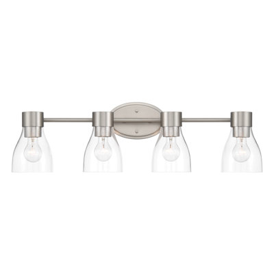 3-Light Brushed Brass Vanity Light with Clear Glass Shades
