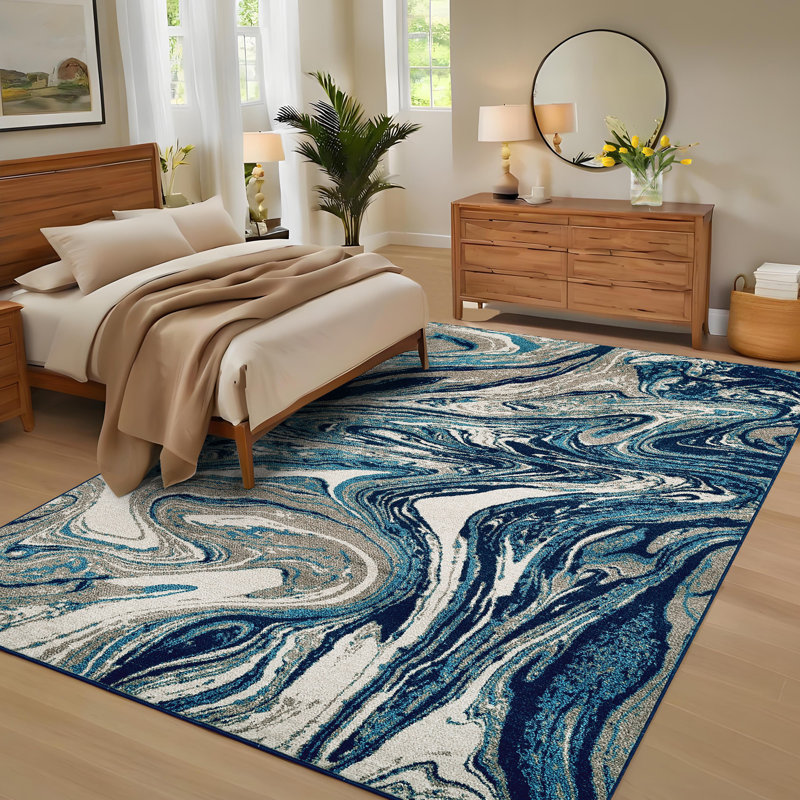 Modern Abstract Area Rugs Washable Rug For Living Room Easy Cleaning Floor Cover With Rubber Backing Ultra-Thin Stain Resistant Throw Carpet
