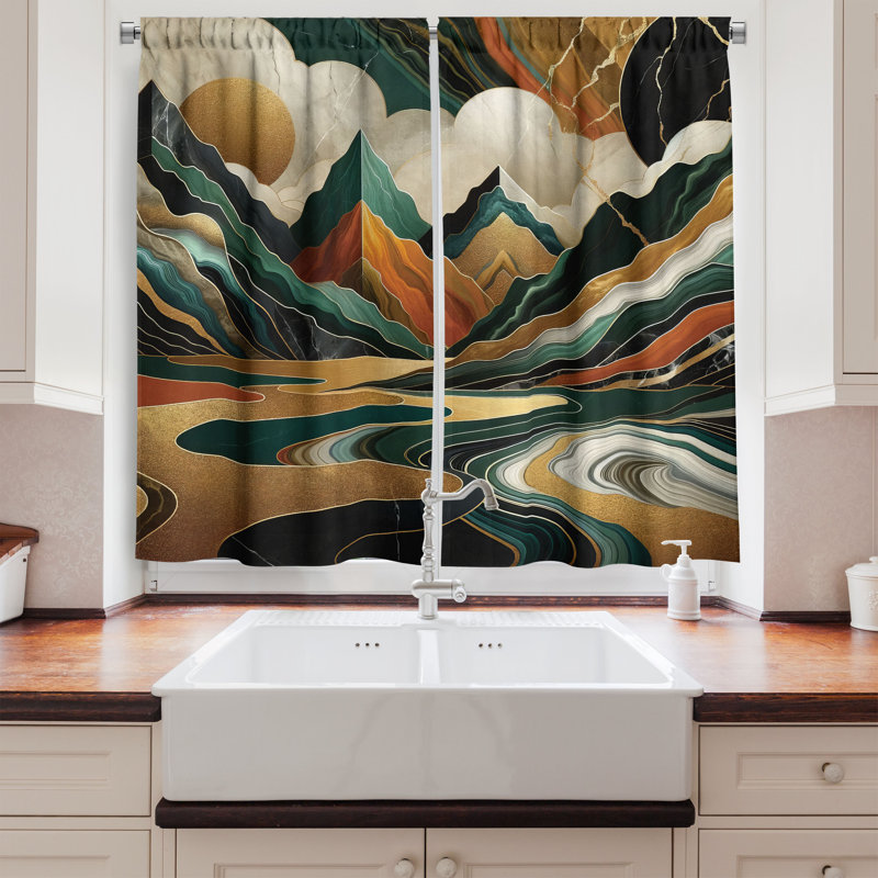 Abstract Kitchen Curtain, 55" W x 39" L