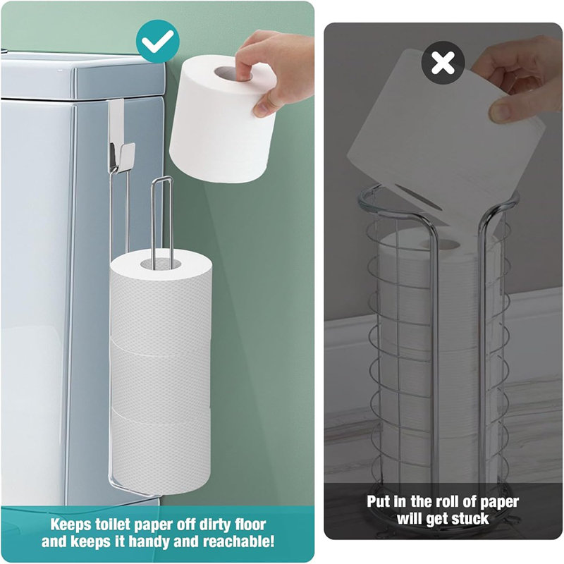 Porte-papier hygiénique au-dessus du réservoir - Acier inoxydable argenté, organisateur de salle de bain mural antirouille, rangement pour 4 rouleaux, 1 paquet