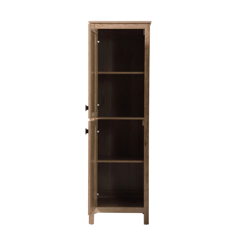 Destinymarie Linen Cabinet, Natural Oak/Matte Black, 65"H x 20"W x 22"D