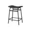Tabouret de bar, hauteur de comptoir, ensemble de 2, cuisine, aspect cuir noir, métal noir, contemporain, moderne
