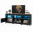 Farmhouse TV Stand For Up To 80 Inch Tvs With LED Lights, Storage Cabinets, Open Shelves & Adjustable Shelf-114316086