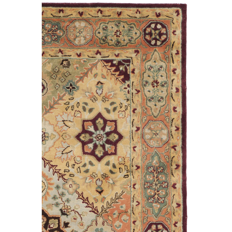 Tapis rouge / rouille en laine fait à la main Heine, Rectangle 2 pi x 3 pi