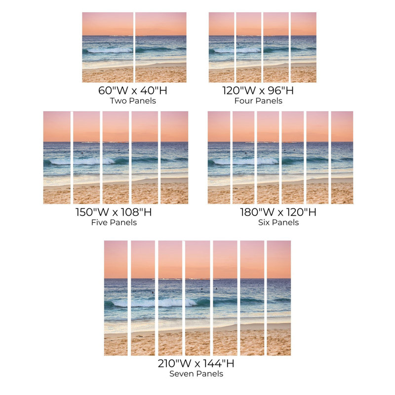Papier peint de qualité supérieure - Surfeurs de coucher de soleil sur la plage, L 96 po x l 120 po
