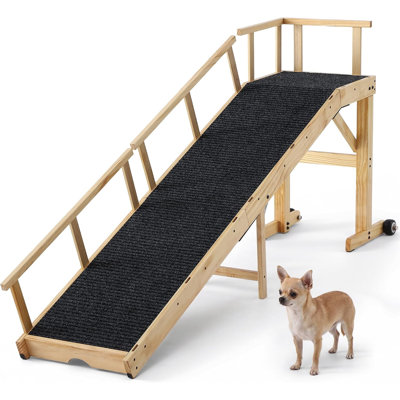 Wooden Pet Ramp for Bed & Couch, Dog Ramp for Small Dogs and Senior Pets, Foldable Ramp for Dogs & Cats