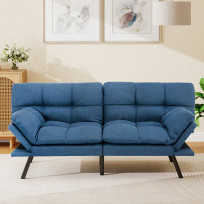 Futon Sofa Bed With Foam & Removable Armrests - 2-6 Seater by Ebern Designs
