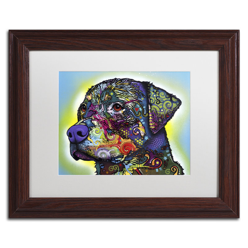 Impression d’art graphique sur toile encadrée « the Rottweiler » par Dean Russo, H 13,8 po x l 16,8 po x P 0,75 po