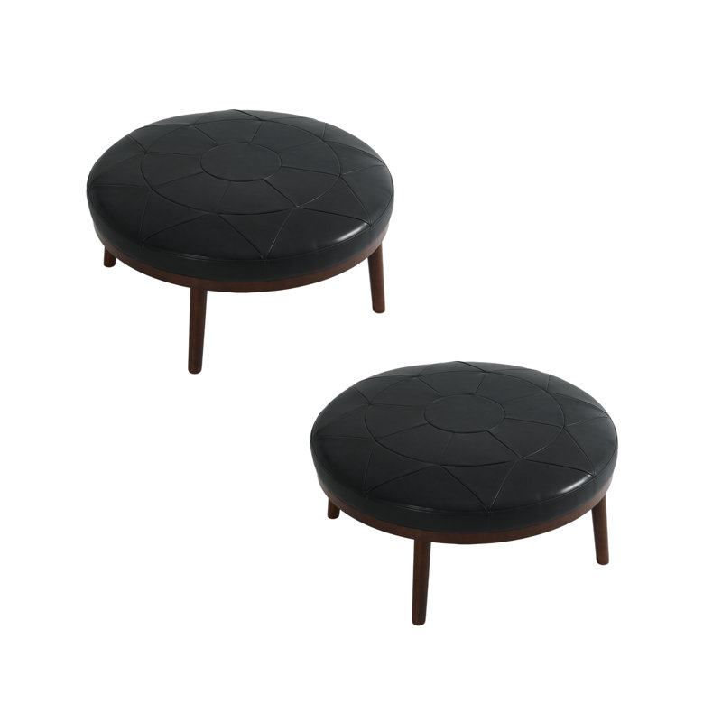 93.2Cm Wide Rectangle Footstool Ottoman(Set of 2), Black