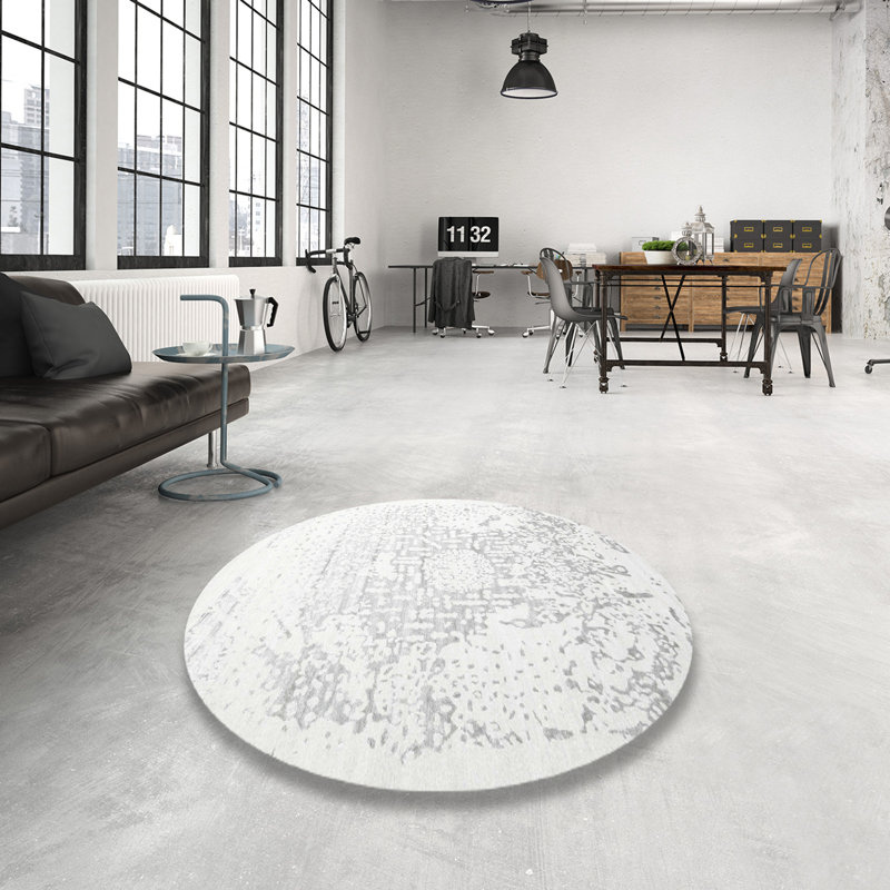 Tapis gris contemporain Northampt, Rond 5 pi