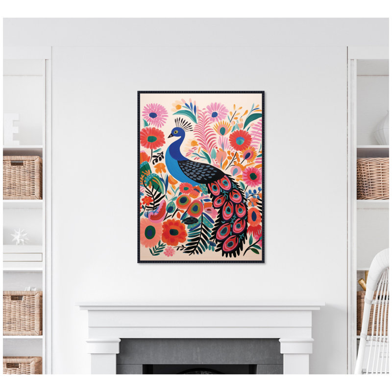«Bright Colorful Boho Peacock» par The Creative Bunch Studio, reproduction d'art sur toile encadrée