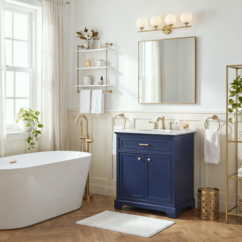 Ensemble de meuble-lavabo simple de 30 po Hermes, Bleu