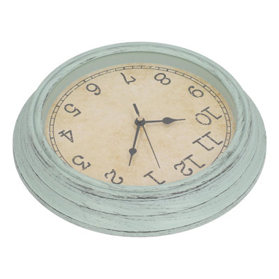 Horloge murale vintage à mouvement quartz silencieux, ronde, décorative et rétro, à suspendre dans le salon ou la chambre, 30 cm (12 pouces), verte