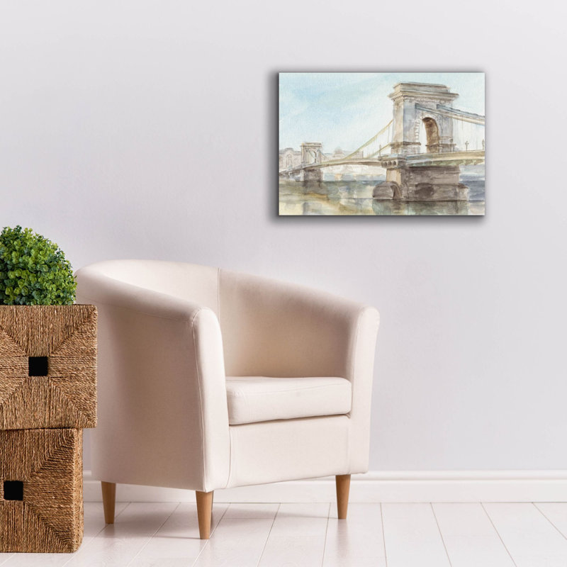  «Iconic Watercolor Bridge 1» par Ethan Harper, art mural sur toile, 26 po x 18 po