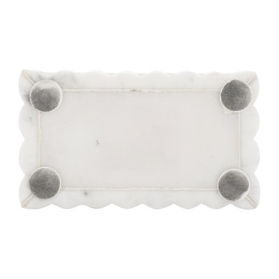 Boîte décorative rectangulaire striée en marbre avec couvercle amovible