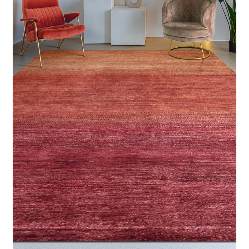 Hand Woven Wool Abstract Area Rug, Rectangle 6' x 9'