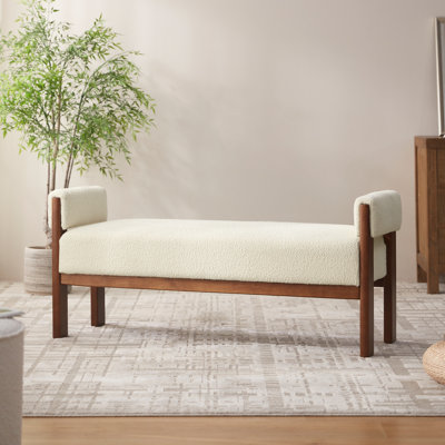 Modern Boucle Upholstered Bench Bed End Ottoman