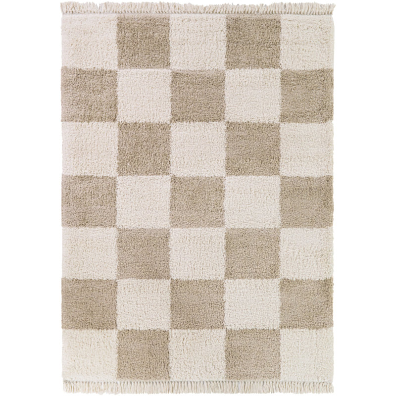 Tapis beige à poils longs brun Bruno, Rectangle 7 pi 10 po x 10 pi