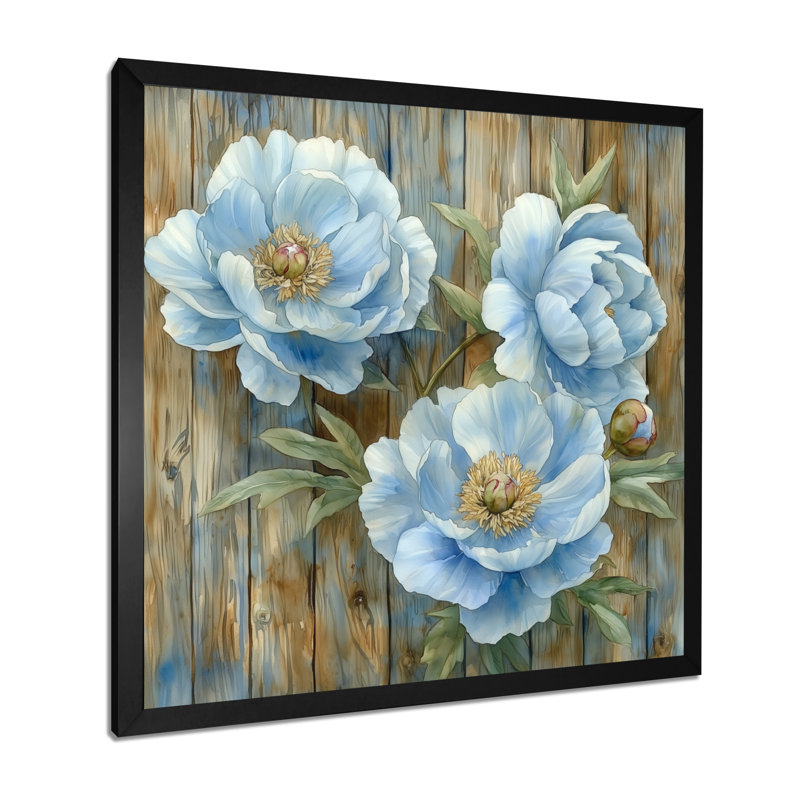 Bébé bleu pivoines par la porte de la ferme III - pivoines, art mural, Reproduction encadrée d'une seule photo