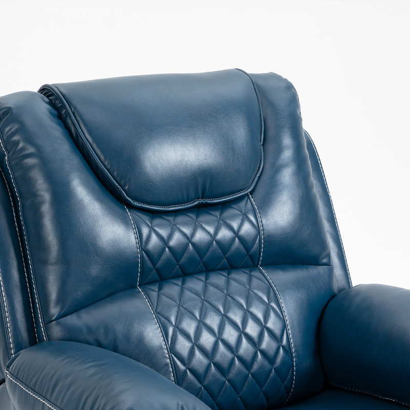 38.2'' Wide Oversized Power Lift Recliner Chair with Heat & Massage, Blue Faux Leather