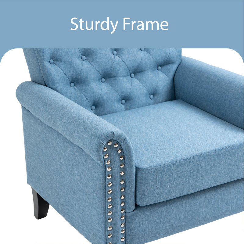 Fauteuil large 29,92 po Cloetta, 100 % lin bleu clair