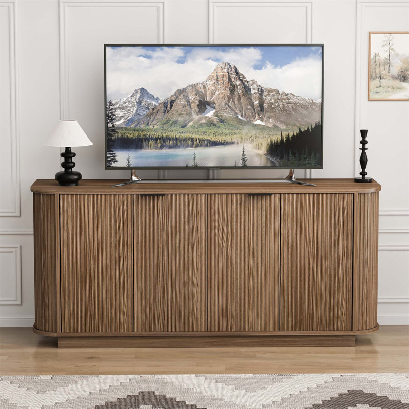 Buffet de rangement ondulé de 63 pouces avec tablettes réglables, parfait pour les cuisines modernes et les salons, durable et élégant
