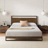 Daniel 37" Low Profile Bamboo and Metal Platform Bed