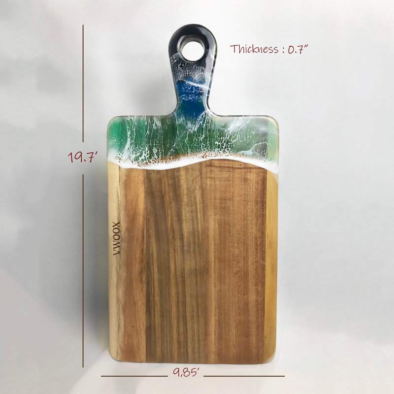 Planche à découper en bois d'acacia avec résine bord de mer Vwoox