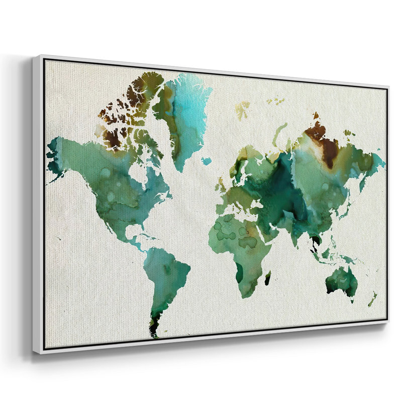 " Inky World ", 25" H x 37" W x 2" D, White