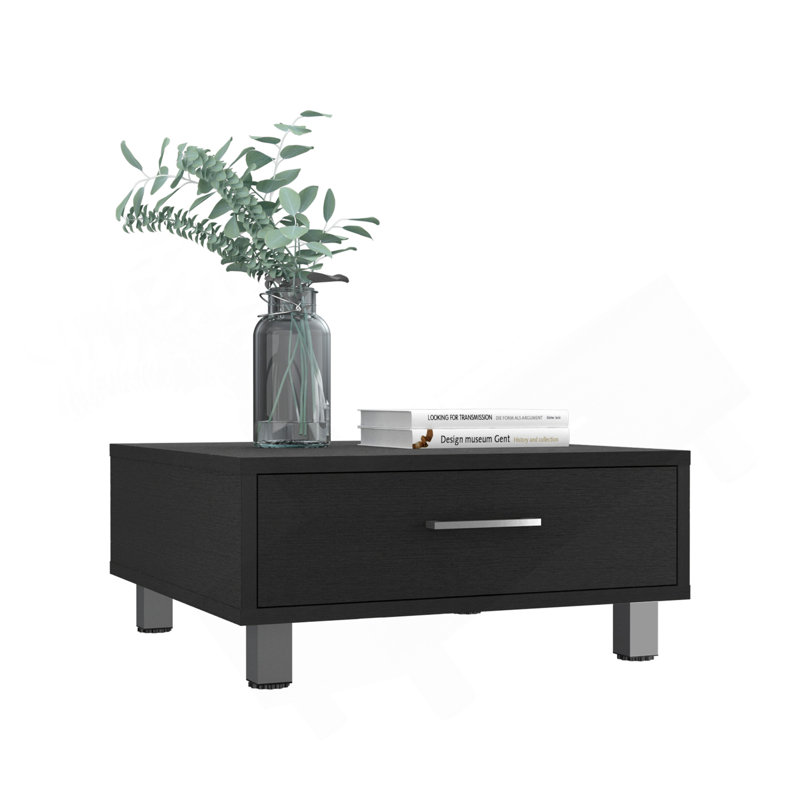 Coffee Table, One Drawer, Four Legs, Black