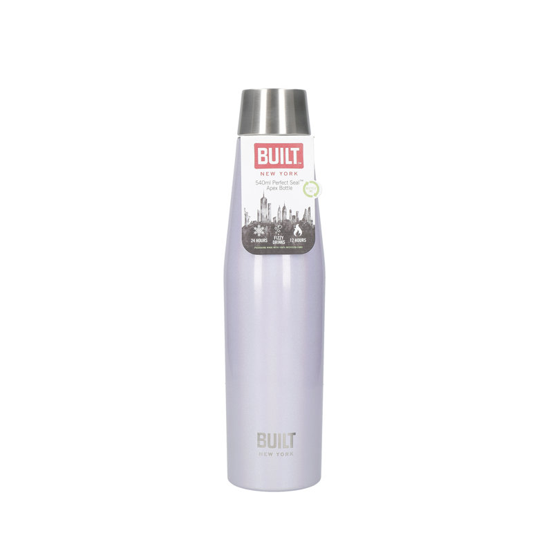Built Apex 18ml Double Wall Insulated Stainless Steel Water Bottle, Purple/Silver