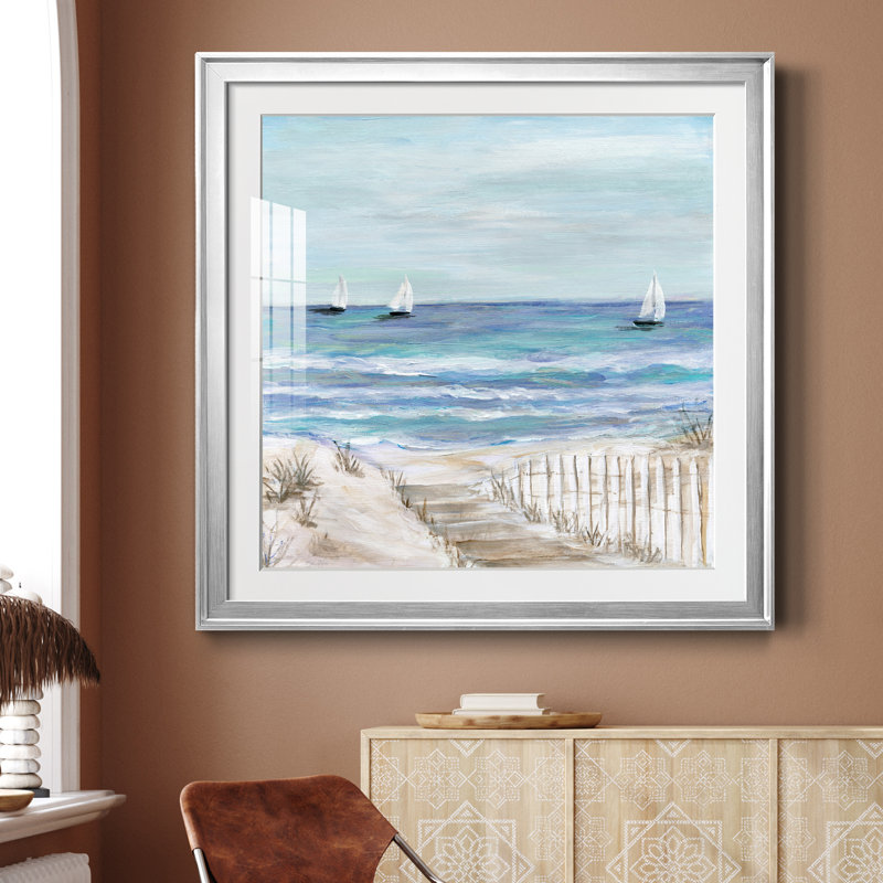 Gulf Shores III - peinture encadrée, Encadrement argenté, H 30,5 po x l 30,5 po x P 1,5 po