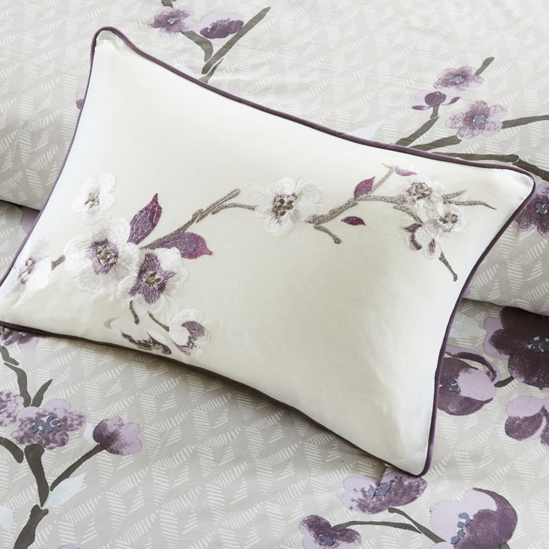 Édredon 8 pièces pour grand lit - coton mauve / taupe, Édredon grand + 7 articles supplémentaires