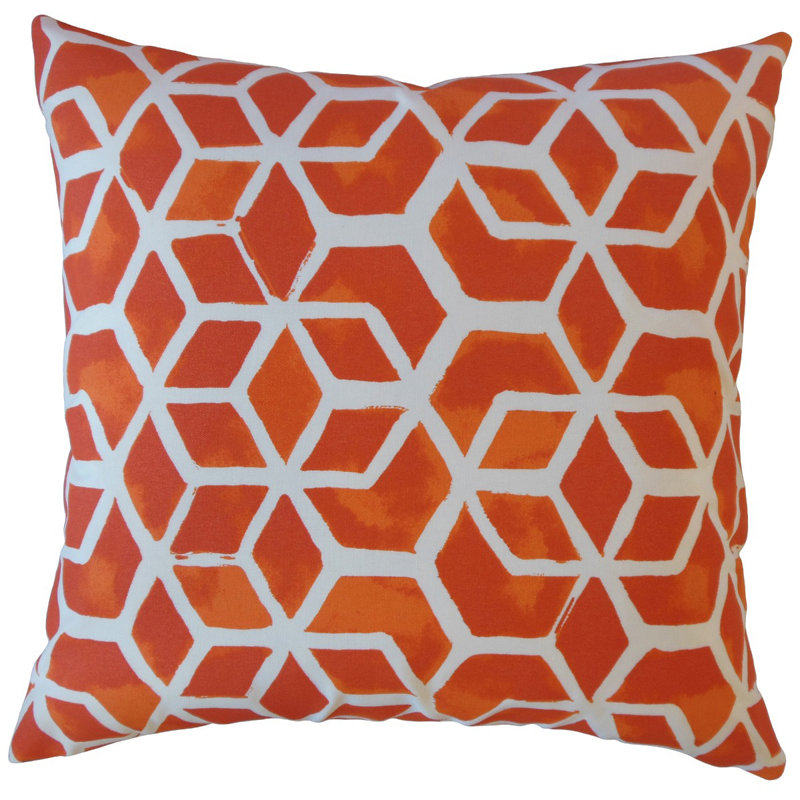 Coussin Zareh, 26 po x 26 po, Coussin décoratif, Orange
