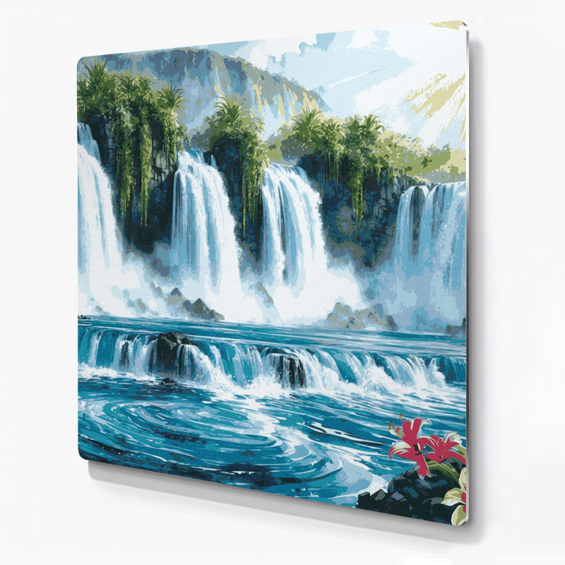 «Hawaiian Waterfalls», art mural en métal vert, H 8 po x l 8 po