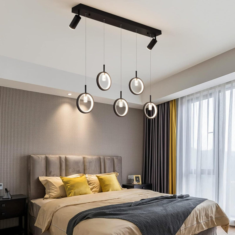 Luminaire suspendu à DEL à intensité variable de 40 W avec projecteurs Luminaire suspendu à DEL réglable à 5 anneaux pour lustre, îlot de cuisine