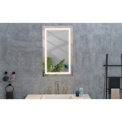 Miroir de salle de bain à DEL 36 po x 28 po avec façade et rétroéclairage