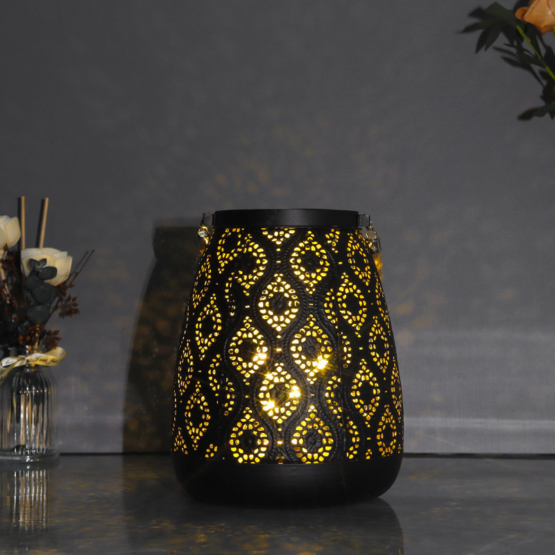  8''H Moroccan Style Metal Lamp with Handle