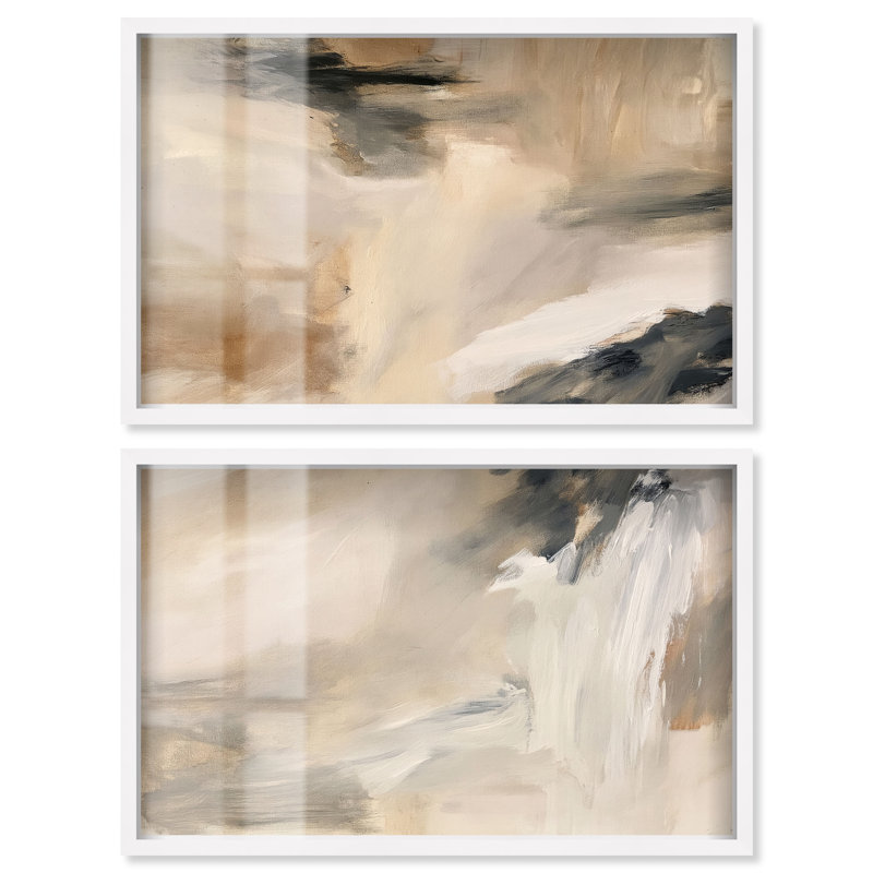 Ensemble de décoration murale bohème Desert Gale III Print de Shadowbox par Art Remedy, cadre blanc, 48 x 30, White Frame