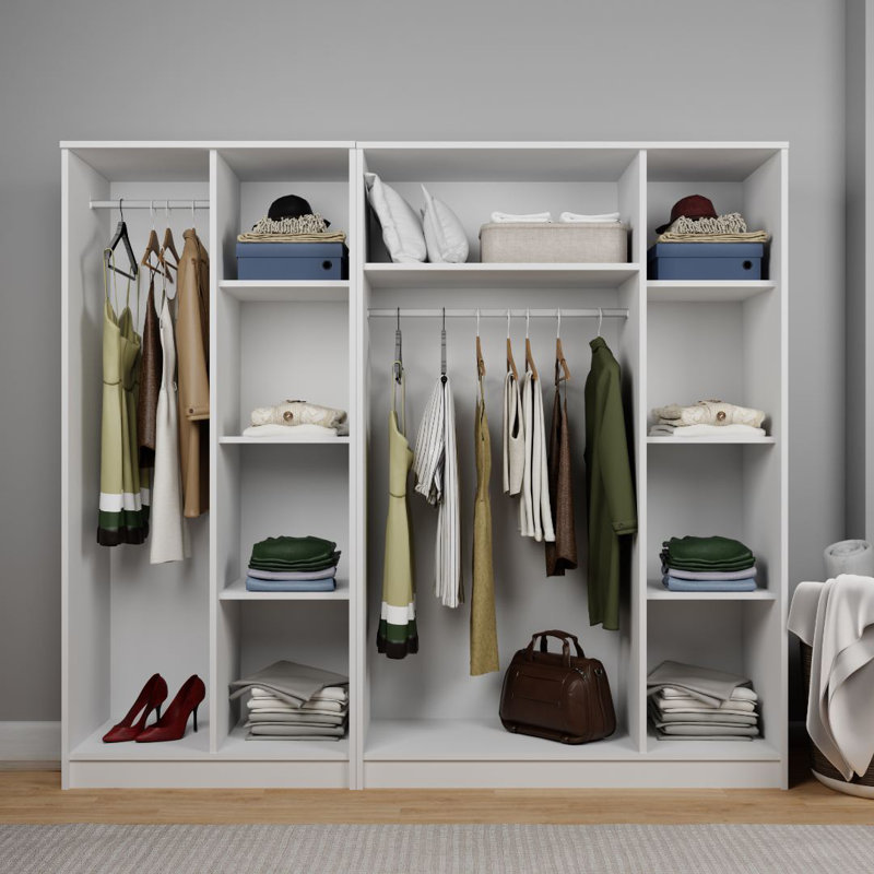 Armoire moderne blanche avec nombreuses tablettes, 70,9 po x 71,0 po x 20,4 po | 100% panneau de particules enduit de mélamine, épaisseur: 0,7 pouce | Conception murale, couleur unie élégante pour une organisation élégante à la maison