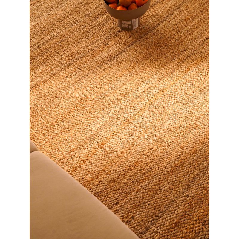 Heller Hand Woven Jute Eco-Friendly Solid Area Rugs - Square, Light Brown Color, Solid Pattern, High Pile, Natural Fiber, Outdoor Indoor