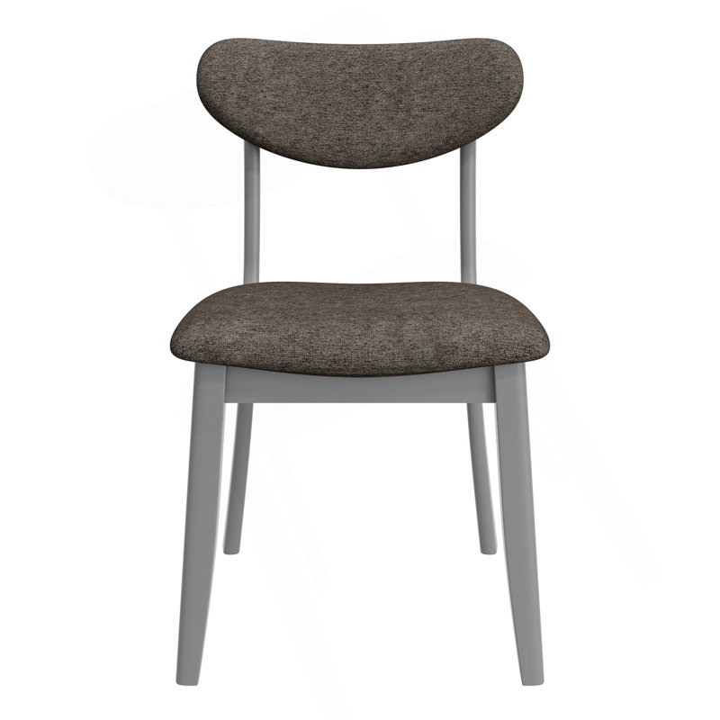 Chaise de salle à manger grise avec pieds en bois massif gris (ensemble de 2)